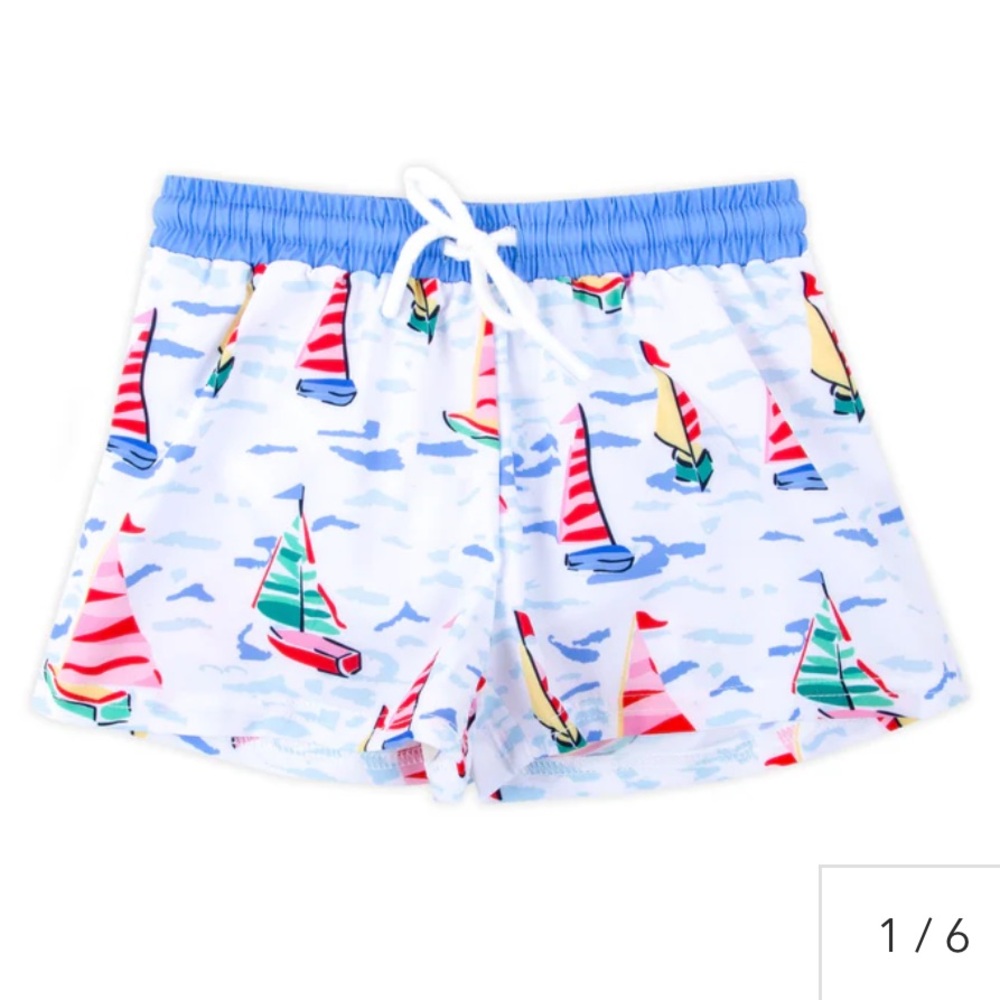 Watercolor Sailboat Swim Shorts